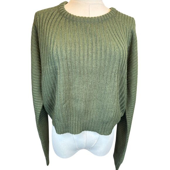 PrettyLittleThing XL Plus Khaki Cropped Rib Knit Jumper - NWT - Picture 6 of 14
